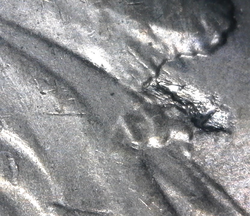 2013-P-Lincoln-Shield-Cent-Struck-Through-Grease-And-Grit
